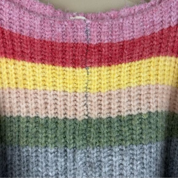 POL Pastel Pink Chunky Rainbow Cake Striped Oversized Sweater Small - Picture 6 of 16